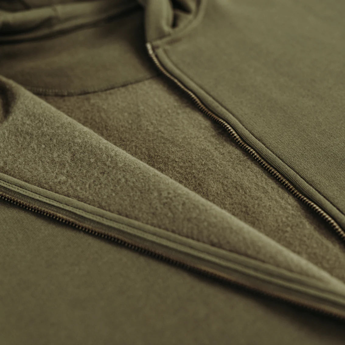 Military Olive Organic Cotton Zip-Up Sweatshirt