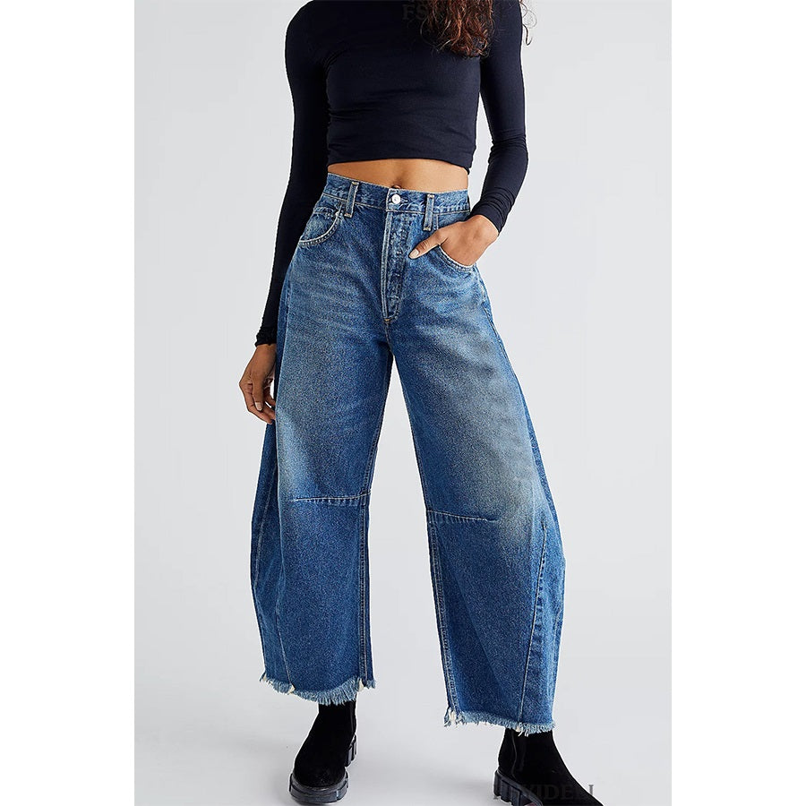 Cropped Casual Wide Leg Jeans