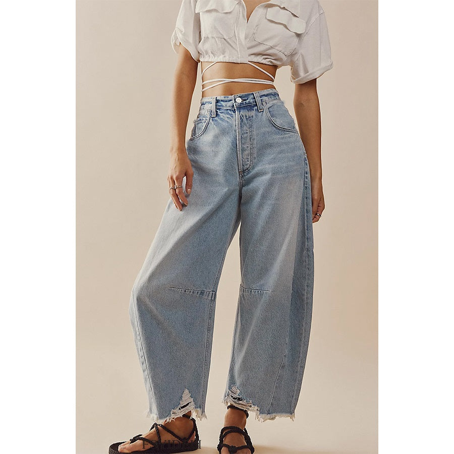 Cropped Casual Wide Leg Jeans