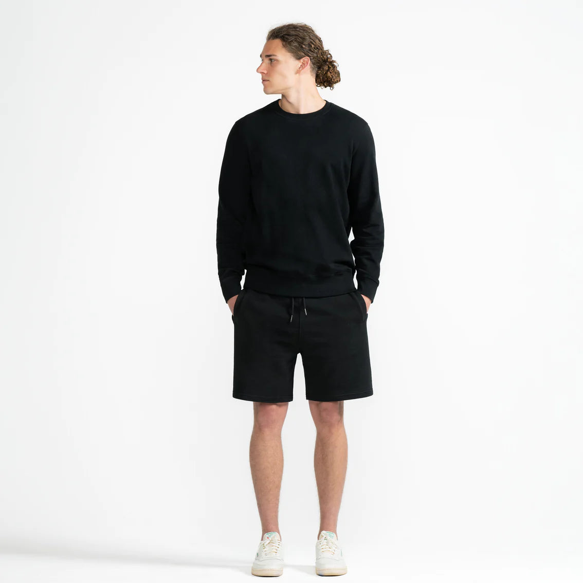 Black Organic Cotton French Terry Crewneck Sweatshirt