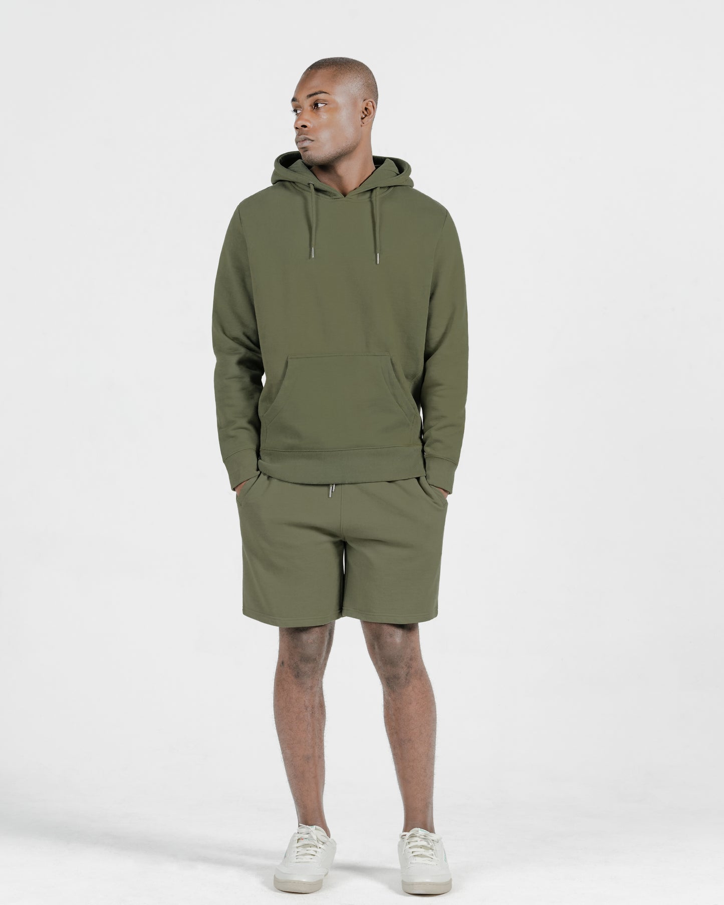 Military Olive Organic Cotton Hooded Sweatshirt